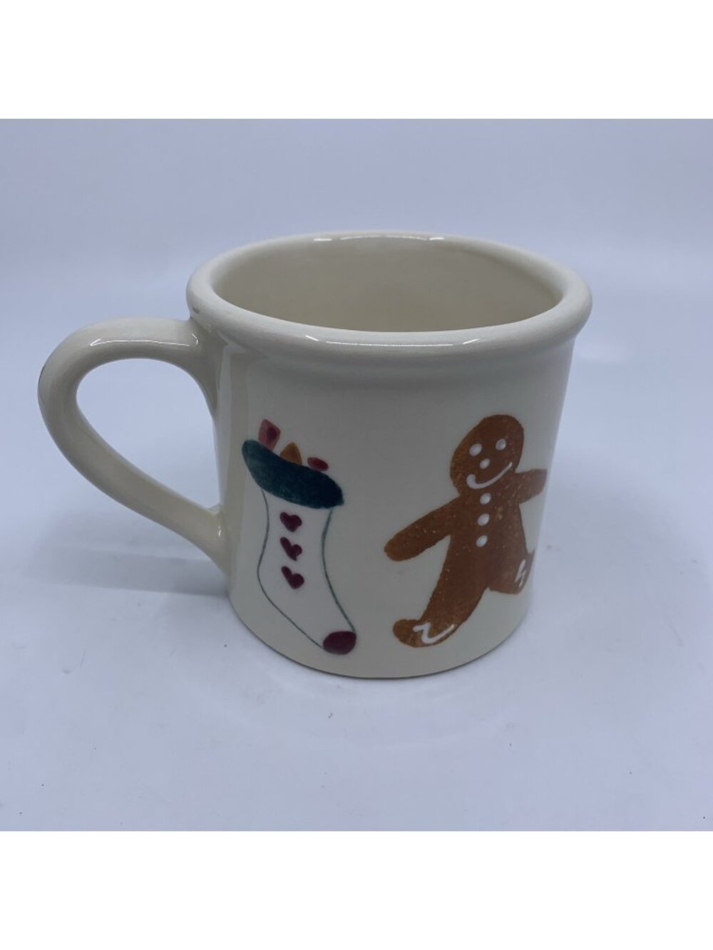 Vintage 1982 Hartstone Pottery Christmas Mug Gingerbread Man Stocking Cup